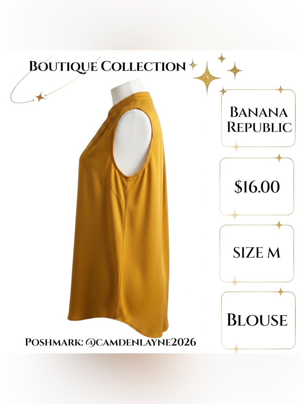 Banana Republic Mustard Yellow Sleeveless Blouse - Picture 4 of 5